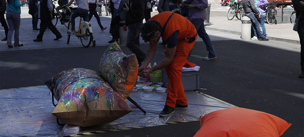 action painting sofa